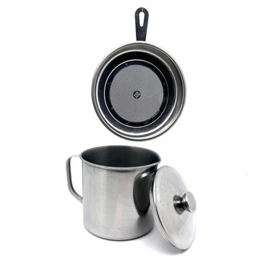 Contenedor de grasa de tocino de 1 L guardián de aceite de cocina con colador de malla y tapa Foto 1 de 4