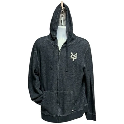 Sudadera con Capucha Zoo York Texturizada Cremallera Negra Brezo Ropa de Calle Pullover Grande Patín Urbano Foto 1 de 4
