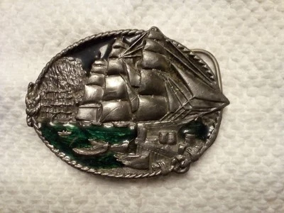 Vintage Bergamot Brass Works 1983 Oh Drunkin Wave Belt Buckle Excellent Cond - Image 1 of 4