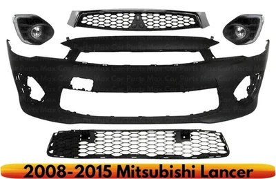 Front Bumper Cover Fascia & Grille Assembly Kit For 2016-2017 Mitsubishi Lancer - Image 1 of 4