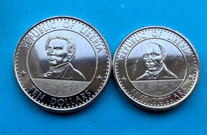 LIBERIA: juego regular de 2 monedas $5 + $10 2022 UNC - Imagen 1 de 3