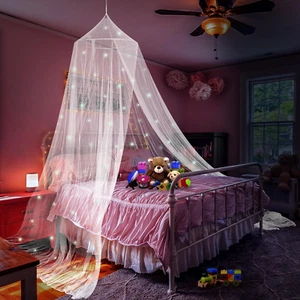 Princess Bed Canopy for Girls with Glowing Stars, Bed Curtains for Kids, Ceiling - Picture 1 of 6