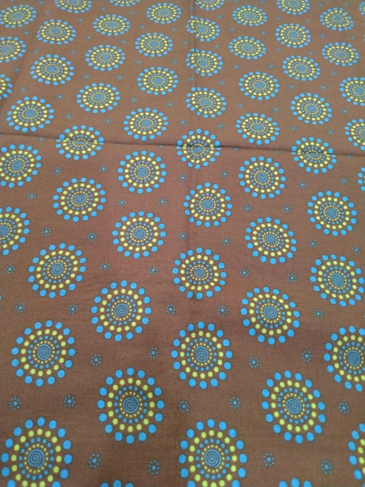 Tiddlywinks Are in Turnmire Moda Brown green blue Fabric polka dot spots circles - Image 1 of 1
