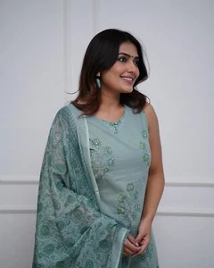 Increíble traje especial de algodón de verano hermoso kurta con pantalón afgano y dupatta - Imagen 1 de 8