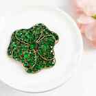 Green Pave Glass Flower Clover Dress Clip Vintage Antique