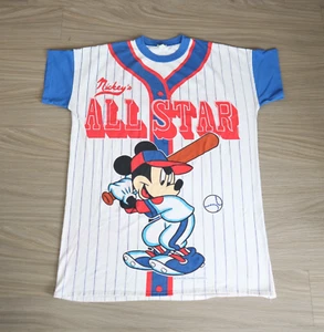 Vintage 90s Disney Mickey Mouse Baseball AOP Shirt Jersey All Star XL - Picture 1 of 9