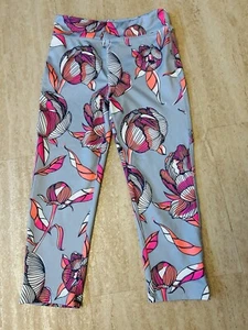 Leggings Gap Fit US Large 10/11 Grey Floral Capri activewear - Picture 1 of 9