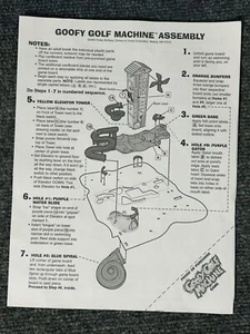 Goofy Golf Machine Assembly Instructions Replacement Part Vintage 1994 - Picture 1 of 2