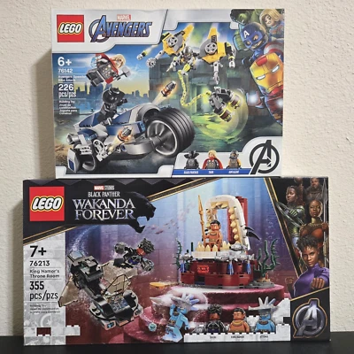 LEGO Marvel: 76142 Avengers Speeder Bike Attack y 76213 King Namor's Throne Room Foto 1 de 2