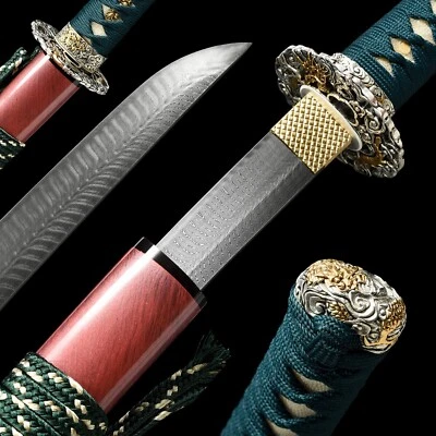 Espada afilada Full Tang japonesa katana de acero doblada Damasco hecha a mano de 40" Foto 1 de 4