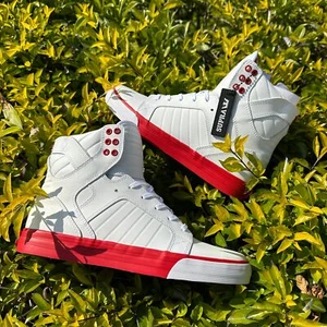Supra Skytop Red and white color matching lychee patterned cowhide mid high top - Picture 1 of 11