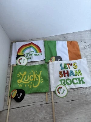Paquete de 4 banderas de fiesta del día de San Patricio bandera irlandesa Foto 1 de 4