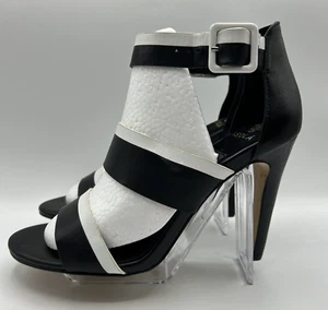 Isola Leather Heels Womens 8 Black Briana Strappy Sandals Y2K Church Brunch - Picture 1 of 19