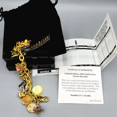Pulsera Joan Rivers Firmada Numerada Edición Limitada 20 Aniversario Dije 8" Foto 1 de 4