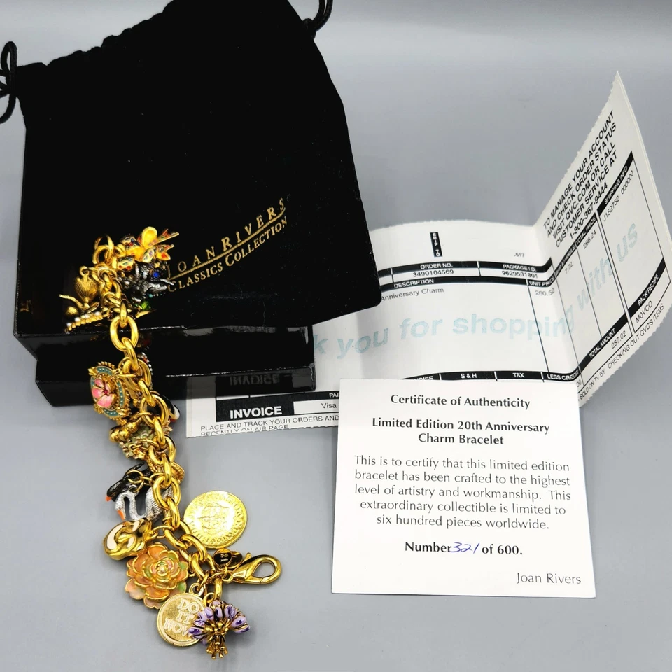 Joan Rivers Signed Numbered Limited Edition 20th Anniversary Charm Bracelet 8" - Image 1 of 4