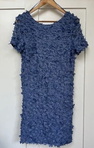 Next Size 12 Blue Dress Cocktail Evening Party 3d Flowers Short Bodycon - Picture 1 of 6