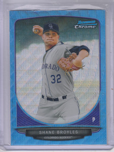 2013 Bowman Chrome Prospects Blue Wave Refractors #BCP96 Shane Broyles