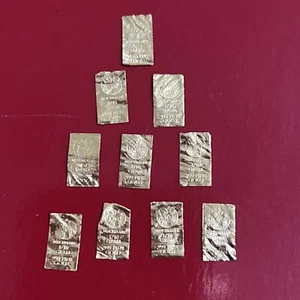 Gold World 1/10 Gram  .999 Fine Gold Bar Loose - Lot of 10 pcs - Picture 1 of 2