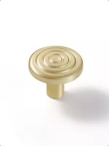 2 Pack Gold Cabinet Knobs Round Brushed Brass Drawer Pulls Circle Bathroom Dr... - Picture 1 of 7