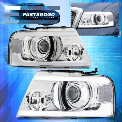 For 04-08 Ford F150 Lincoln Mark LT Chrome LED DRL Projector Headlights Lamp Set Foto 1 de 4