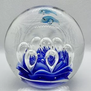 Murano Style Aquarium 3.5” Clear Glass Art Ball Globe Fish Anemone paperweight - Picture 1 of 11