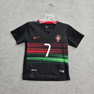 Montague Portugal Boys T-Shirt 16 Black Jersey Cristiano Ronaldo Nike Swoosh - Picture 1 of 11