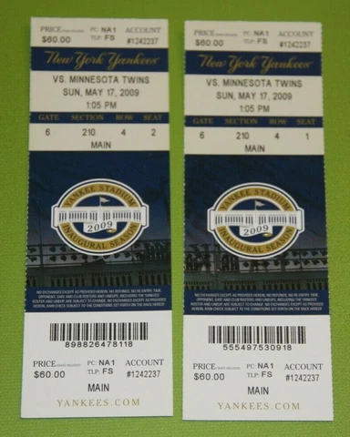 New York Yankees Ticket Stub | May 17 2009 | Derek Jeter 2 Hits Cover