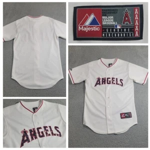 Vintage Angels Anaheim Jersey Mens Small White 4th July MLB Majestic Made In USA - Picture 1 of 17