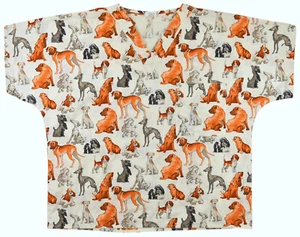 Blusa Médica Veterinaria Vintage para Perros Para Mujer Talla L Blanca Hecha en EE. UU. - Imagen 1 de 14