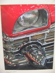 MATTED PHOTOGRAPHY 1950s Packard Sedan Coupe Red Chrome 16x20 By Larry Santucci