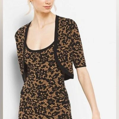 COLECCIÓN MICHAEL KORS Pequeño Negro y Tostado Floral Elastizado-Viscosa Recortado Encogerse de hombros Foto 1 de 4