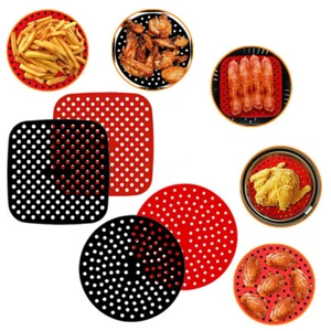 2Pcs Mat Air Fryer Silicone Liners Heat Resistant Steamer Pad for Baking NEW - Picture 1 of 21