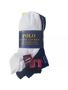 6 PAAR POLO RALPH LAUREN marineblau weiß Sporttrainer SOCKEN Erwachsene UK 6,5 11 - Bild 1 von 4