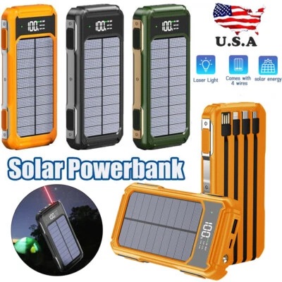 Banco de energía solar 900000 mAh 4 USB cargador de batería externo de respaldo para teléfono celular Foto 1 de 4