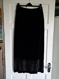 EAST Black Velvet Maxi Skirt Size 14 Silk Content - Picture 1 of 7