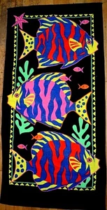 Hilasal Vintage Fish Theme Black Tropical Beach Towel Bright Colors-Cotton-27x54 - Bild 1 von 2
