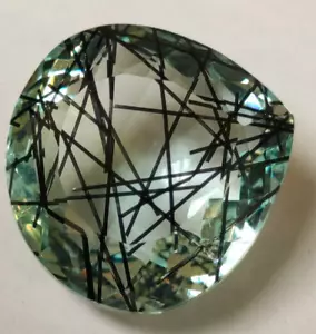 76.35 Ct. Large Rutilated Quartz Pear Cut Faceted Loose Gemstone Ring & Pendant - Picture 1 of 6