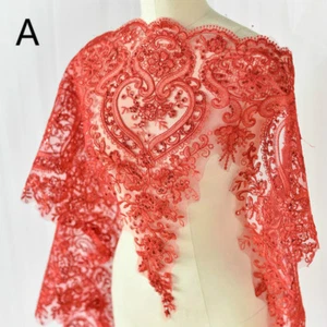 Sequins Embroidered Floral Lace Fabric Wedding Bridal Dress Decor Craft By Yard - Picture 1 of 28
