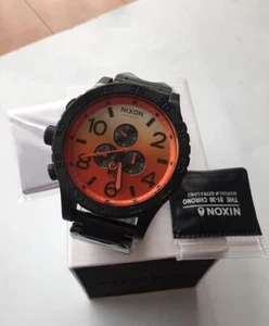 Brand New Nixon Watch 51-30 Chrono ALL BLACK SUNRISE A083-580 A083580 Orange