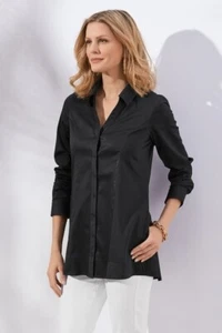 Soft Surroundings Perfect Seams Stretchy Shirt Women Size M (10-12) Black Color - Picture 1 of 3