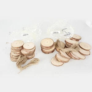 30pcs Natural Wood Slices Unfinished Wooden Log Kit Predrilled Wood Chip CrvTb - Picture 1 of 13