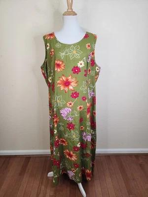 Maxi vestido para mujer The Avenue verde sin mangas 100 % rayón talla grande 22 Foto 1 de 4