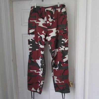 Rothco BDU Jeans Adult MEDIUM Regular Red Gray Camo US Army Ankle Tie Uniform - Image 1 of 4