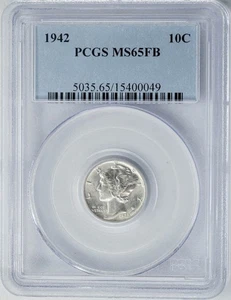 1942 Mercury Dime 10c MS65 FB PCGS 950358-15 - Picture 1 of 3