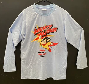 Mighty Mouse Long Sleeve Blue T-Shirt Sz L Official Merch Vintage Cartoon - Picture 1 of 8