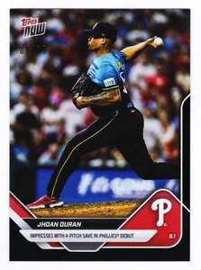 Jhoan Duran Phillies Debut 4 Pitch Save Tigers 2025 Topps Now 493 SICK Black /10 - Picture 1 of 2