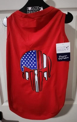 NEW Pepe Longfellow Dog Tank Size XL | Flame Scarlet Red | Skull w/ Stars Print - Image 1 of 4