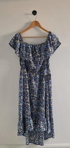 Mela London Blue Floral Square Neckline Maxi Dress UK Size 14 - Picture 1 of 5