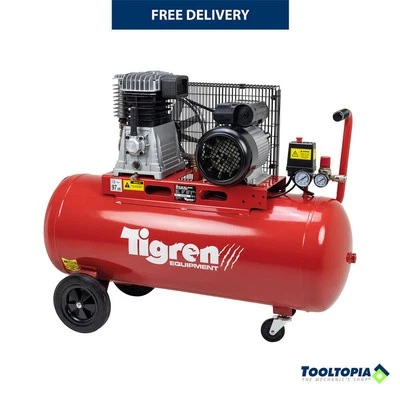 TIGREN Air Compressor Belt-Driven 230V 3hp 2.2kW 100L 150psi 10 Bar 14CFM 04396 - Image 1 of 4