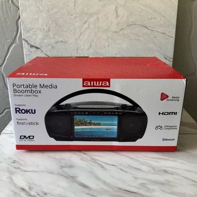 Boombox de mídia portátil AIWA HDMI, Bluetooth, DVD/CD - Roku e Fire TV Stick - Imagem 1 de 4